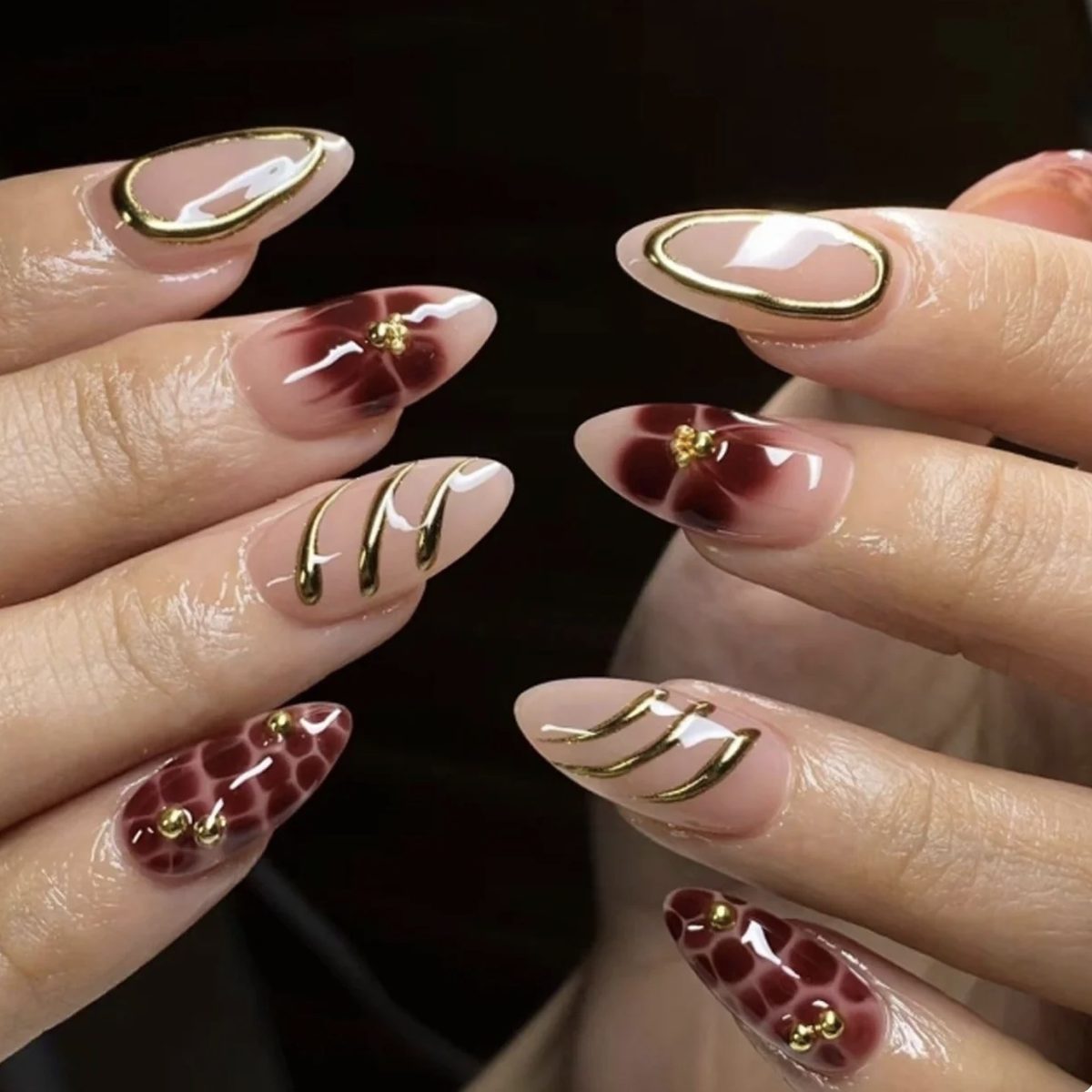 Burgundy Gold Swirl